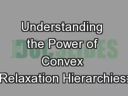 Understanding the Power of Convex Relaxation Hierarchies: