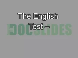 The English Test –