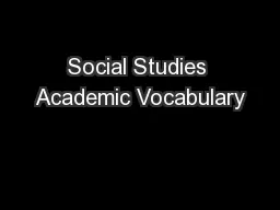 Social Studies Academic Vocabulary
