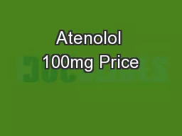 Atenolol 100mg Price