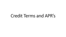 Credit Terms and APRs