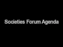 Societies Forum Agenda