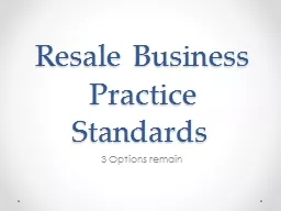 Resale Business Practice Standards
