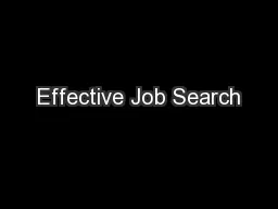 Effective Job Search