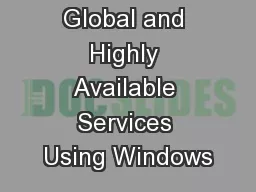 Building Global and Highly Available Services Using Windows