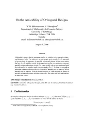 On the Amicability of Orthogonal Designs W