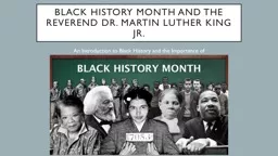 Black History Month and The Reverend Dr. Martin Luther King