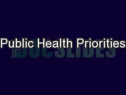 Public Health Priorities