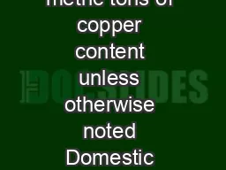  COPPER Data in thousand metric tons of copper content unless otherwise noted Domestic