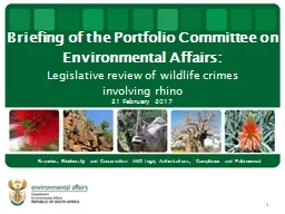 Briefing of the Portfolio Committee on Environmental Affair