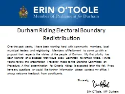 Durham Riding Electoral Boundary Redistribution