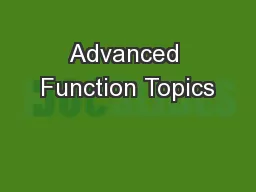 Advanced Function Topics