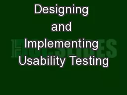 Designing and Implementing Usability Testing