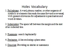 Holes Vocabulary