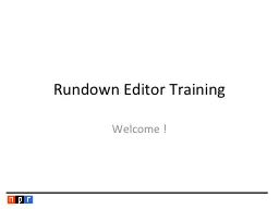 Rundown Editor Training
