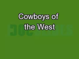 Cowboys of the West
