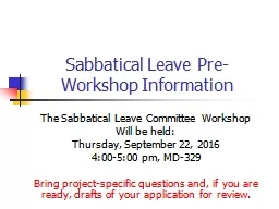 Sabbatical Leave Pre-Workshop Information