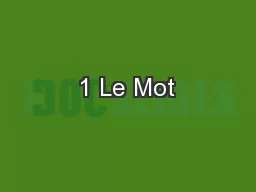 1 Le Mot