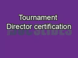 Tournament Director certification