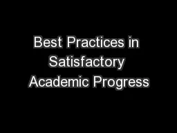 Best Practices in Satisfactory Academic Progress