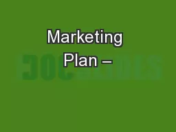 Marketing Plan –