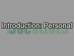 Introduction: Personal
