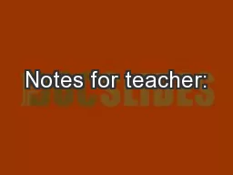 Notes for teacher: