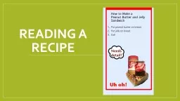Reading a recipe