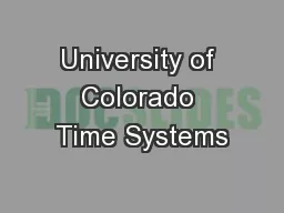 University of Colorado Time Systems