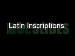 Latin Inscriptions: