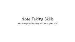 Note Taking Skills