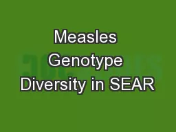 Measles Genotype Diversity in SEAR