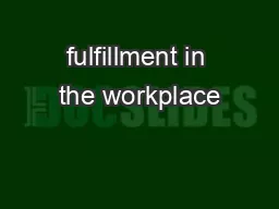 fulfillment in the workplace