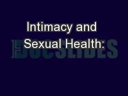 Intimacy and Sexual Health: