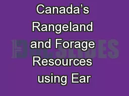Mapping Canada’s Rangeland and Forage Resources using Ear