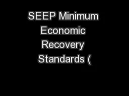 SEEP Minimum Economic Recovery Standards (