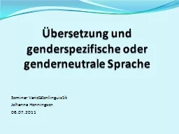 Übersetzung und genderspezifische oder genderneutrale Spra