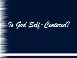 Is God Self-Centered?