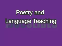 Poetry and Language Teaching