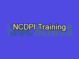NCDPI Training