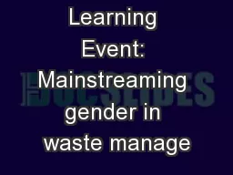 Mutual Learning Event: Mainstreaming gender in waste manage