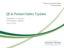 QI & Patient Safety Update