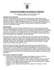 POSITION STATEMENT ON ANABOLIC STEROIDS National Feder