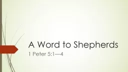 A Word to Shepherds