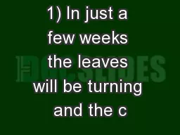 1) In just a few weeks the leaves will be turning and the c
