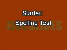 Starter: Spelling Test
