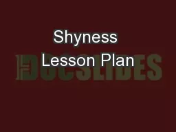 Shyness Lesson Plan