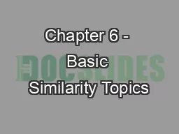 Chapter 6 - Basic Similarity Topics