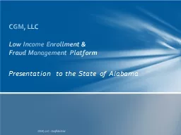 Presentation to the State of Alabama