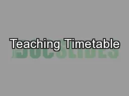 Teaching Timetable
